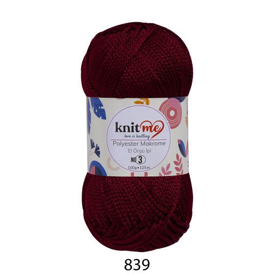 KNİT ME POLYESTER MAKROME EL ÖRGÜ İPİ NO:3 839 Bordo