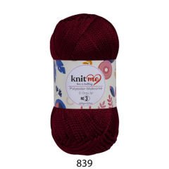 KNİT ME POLYESTER MAKROME EL ÖRGÜ İPİ NO:3 839 Bordo