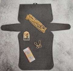 Büyük Plastik Kanvas Çanta Seti Gold