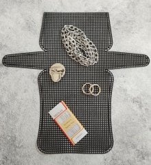 Büyük Plastik Kanvas Çanta Seti Gümüş