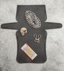 Küçük Plastik Kanvas Çanta Seti Gümüş