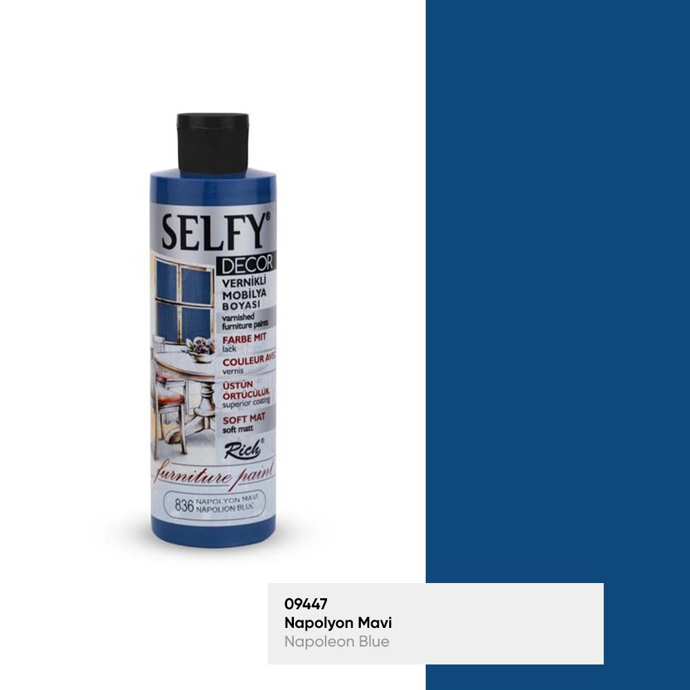 SELFY DECOR VERNİKLİ MOBİLYA BOYASI 240 CC 836-Napolyon Mavi