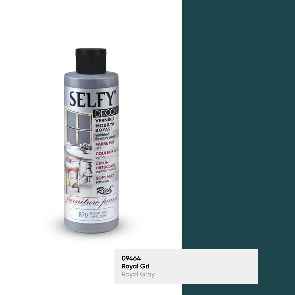 SELFY DECOR VERNİKLİ MOBİLYA BOYASI 240 CC 870-Royal Gri
