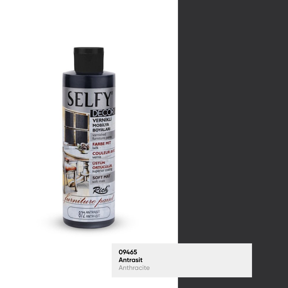 SELFY DECOR VERNİKLİ MOBİLYA BOYASI 240 CC 872-Antrasit