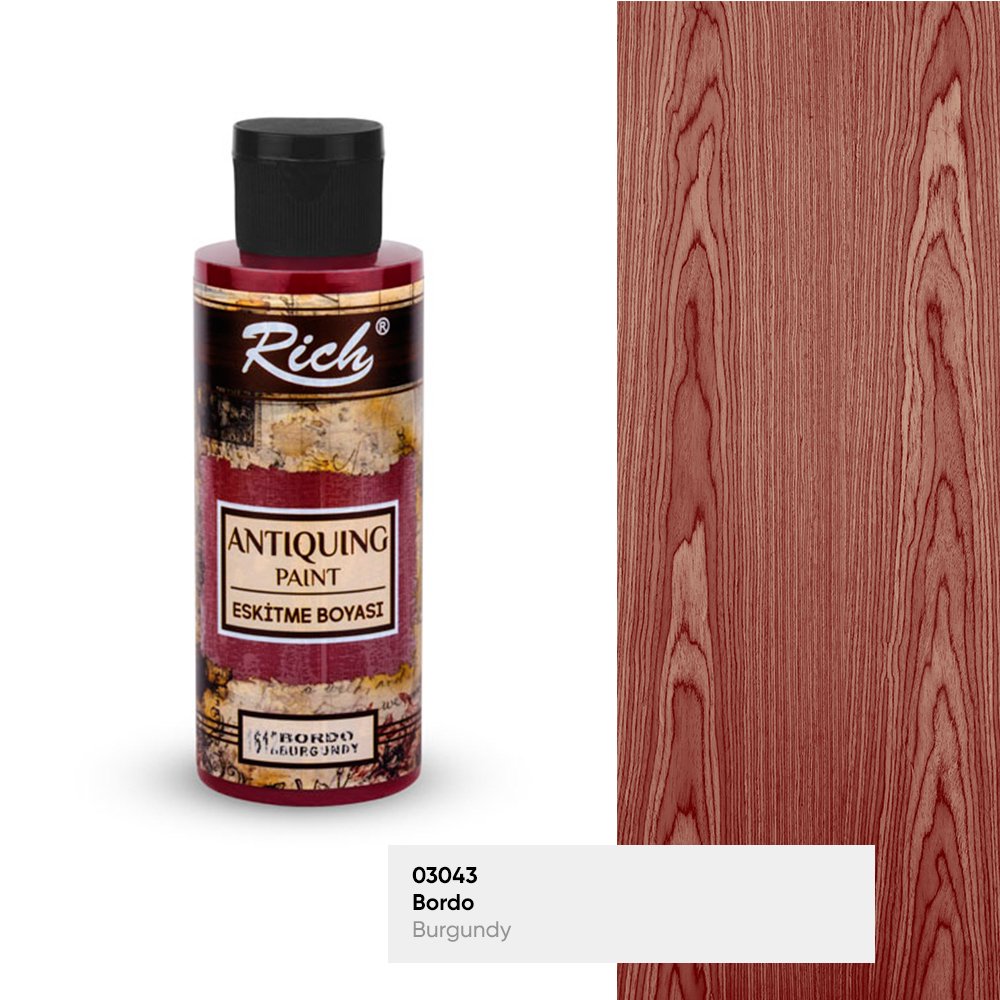 RICH ANTIQUIN ESKİTME BOYASI 120 CC 1612-Bordo