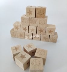 20 mm Ahşap Küp Boncuk