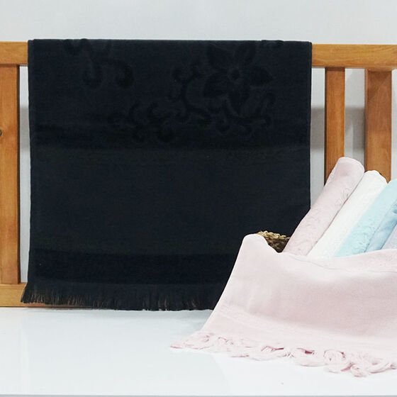 Madam Towel Kadife Saçaklı Etamin 50*90  Siyah