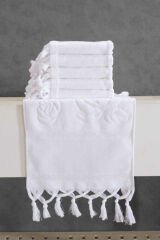 Fiesta Soft Kadife Jakarlı Etamin Bağlamalı 30x50 Beyaz Bağlamalı 30*50