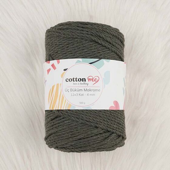 Cotton me 3 Büküm Makrome İpi 4 mm 500 gr Haki(3 Büküm)
