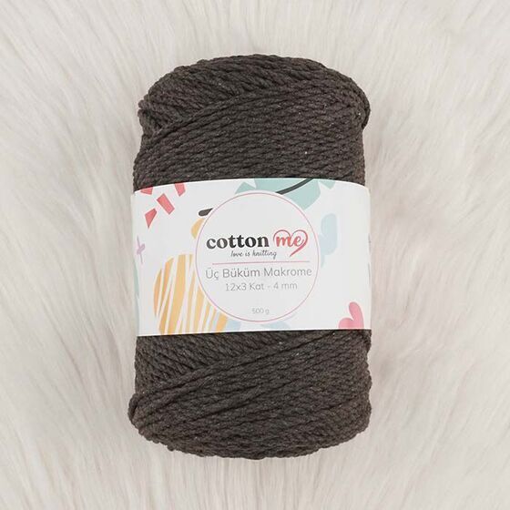 Cotton me 3 Büküm Makrome İpi 4 mm 500 gr K.kahve(3 büküm)