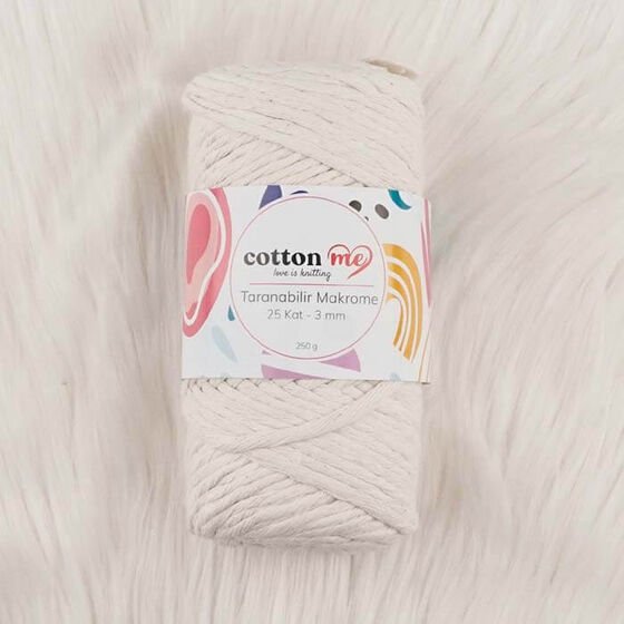 Cotton me Taranabilir Makrome 25 kat 3 mm Krem(25 kat)