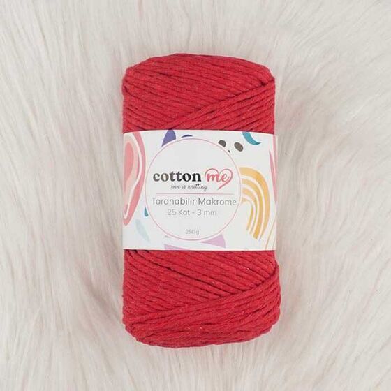 Cotton me Taranabilir Makrome 25 kat 3 mm Kırmızı(25 kat)