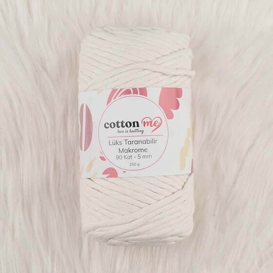 Cotton Me Lüks Taranabilir Makrome İpi 5 mm Krem(5 mm)