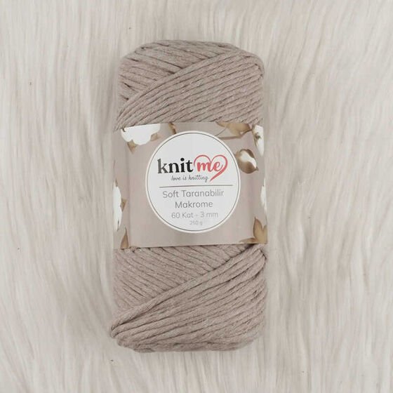 Knit Me Soft Taranabilir Makrome İpi 60 kat 3 mm 10302 bej