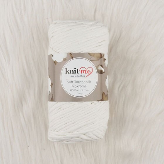 Knit Me Soft Taranabilir Makrome İpi 60 kat 3 mm 305 Krem