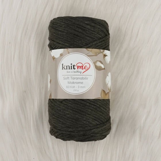 Knit Me Soft Taranabilir Makrome İpi 60 kat 3 mm 9405 Haki