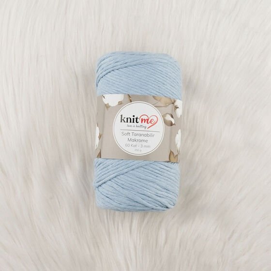 Knit Me Soft Taranabilir Makrome İpi 60 kat 3 mm 9604 bebe mavi