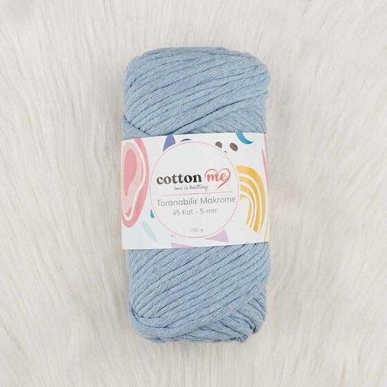 Cotton Me Taranabilir Makrome İpi 45 Kat 5 mm Bebe Mavi(5 mm)