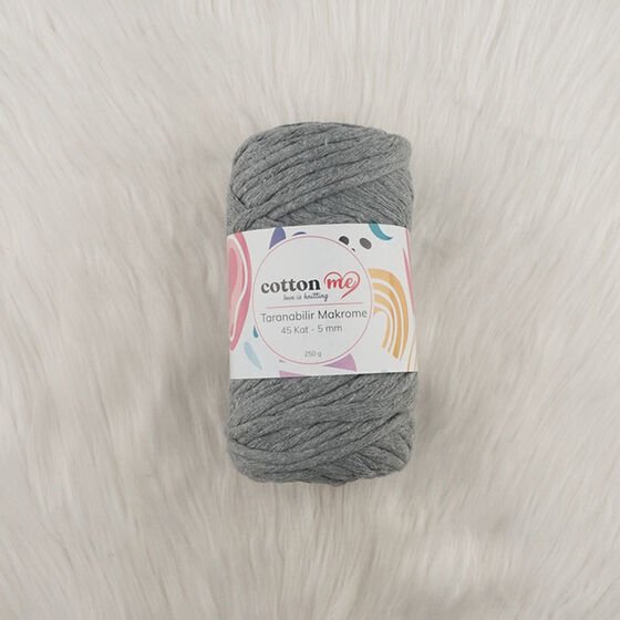 Cotton Me Taranabilir Makrome İpi 45 Kat 5 mm Koyu Gri(5 mm)