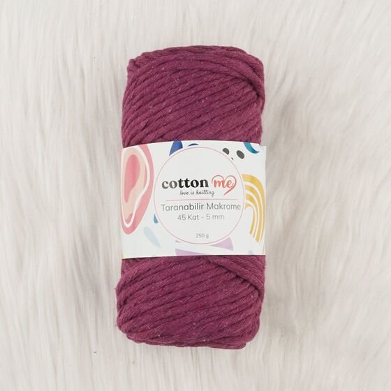Cotton Me Taranabilir Makrome İpi 45 Kat 5 mm Mürdüm