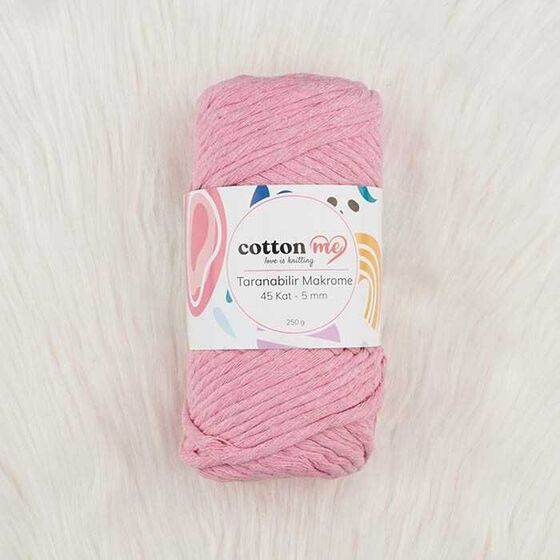 Cotton Me Taranabilir Makrome İpi 45 Kat 5 mm Pembe(5 mm)