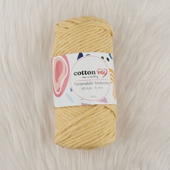 Cotton Me Taranabilir Makrome İpi 45 Kat 5 mm Saman Sarısı